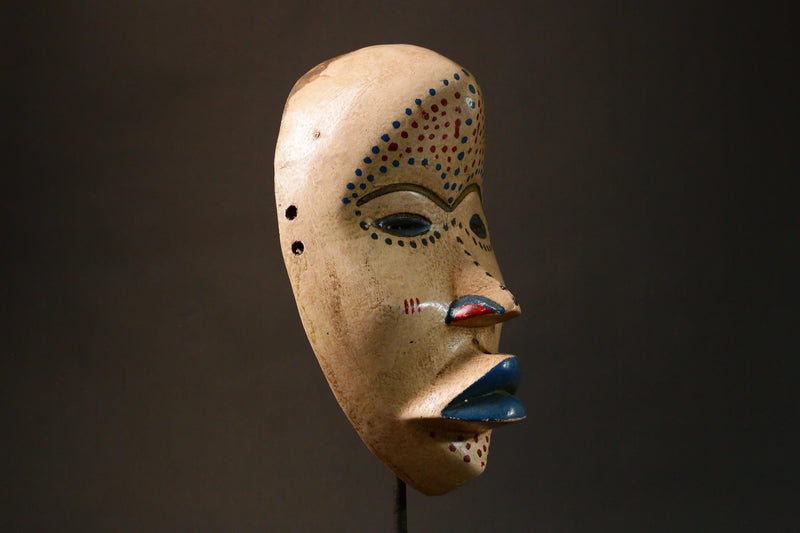 African Mask Authent Antique Dan Mask Hand-Carved Tribal Art from Liberia Unique Wall Decor Item for Home Display - G3275