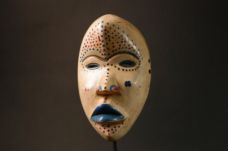 African Mask Authent Antique Dan Mask Hand-Carved Tribal Art from Liberia Unique Wall Decor Item for Home Display - G3275