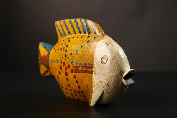 African sculpture Authentic Bozo Fish Sculpture, Handcrafted Wooden Mask, Unique Tribal Art Décor Cultural Collectible Home Display-G1958