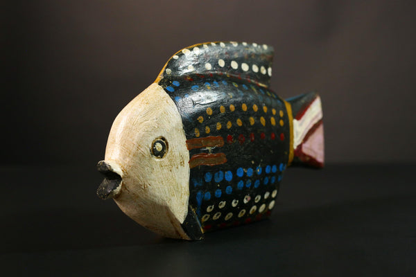 African sculpture Authentic Bozo Fish Sculpture, Handcrafted Wooden Mask, Unique Tribal Art Décor Cultural Collectible Home Display-G1958