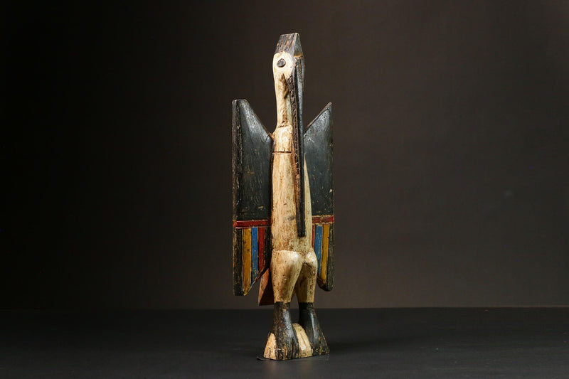 African Bird Hand Carved African Bird Figure from Senufo People Unique Wooden Home Décor Authentic Art Statue for Display - G1656