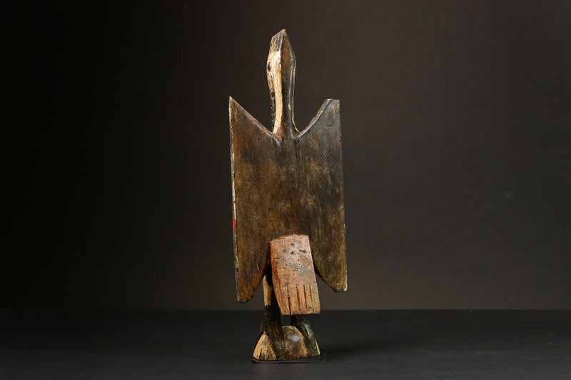 African Bird Hand Carved African Bird Figure from Senufo People Unique Wooden Home Décor Authentic Art Statue for Display - G1656