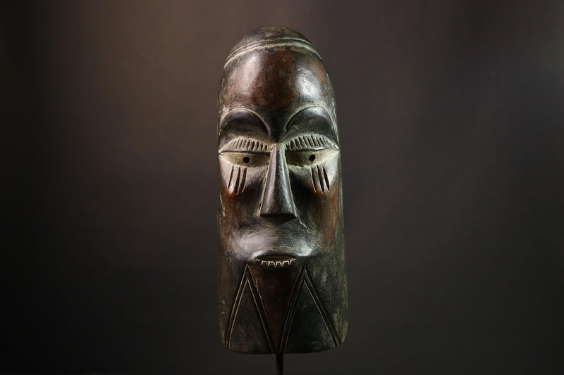 African Mask Authentic Hand-Carved Tribal Igbo Female Face Mask, Unique Wooden Art Decor Piece, Cultural Home Accent from Nigeria-G1957