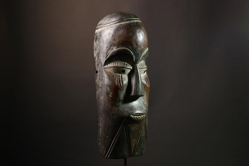 African Mask Authentic Hand-Carved Tribal Igbo Female Face Mask, Unique Wooden Art Decor Piece, Cultural Home Accent from Nigeria-G1957