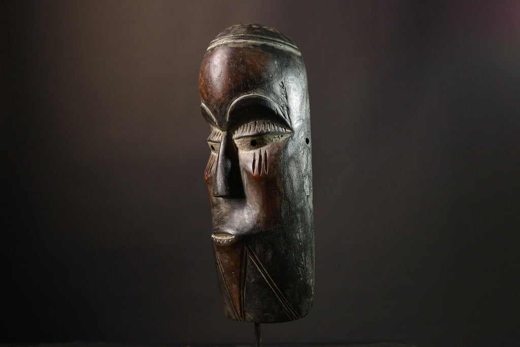 African Mask Authentic Hand-Carved Tribal Igbo Female Face Mask, Unique Wooden Art Decor Piece, Cultural Home Accent from Nigeria-G1957
