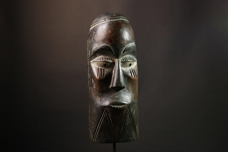 African Mask Authentic Hand-Carved Tribal Igbo Female Face Mask, Unique Wooden Art Decor Piece, Cultural Home Accent from Nigeria-G1957