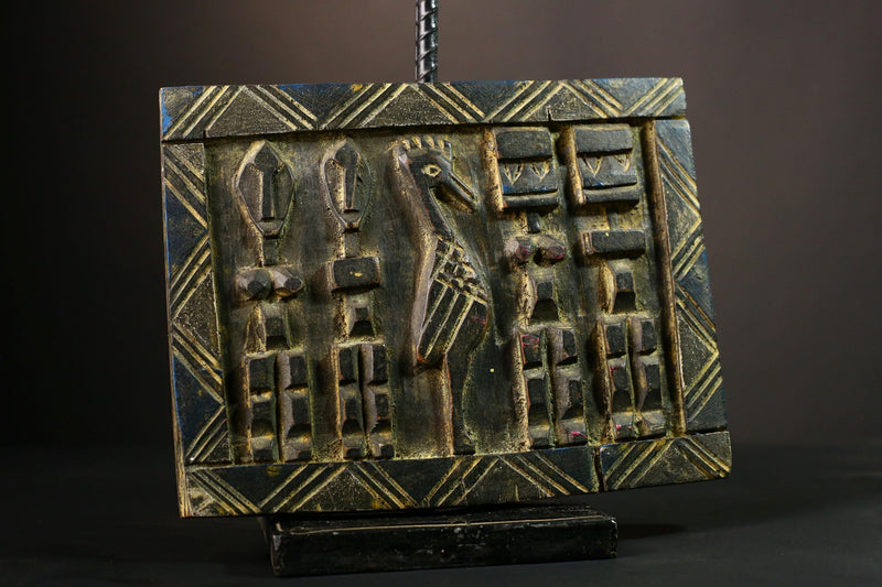 Authentic African Yoruba Granary Door, Hand-Carved Wooden Wall Hanging, Unique Cultural Home Decor Piece, Artistry from Nigeria-G1951