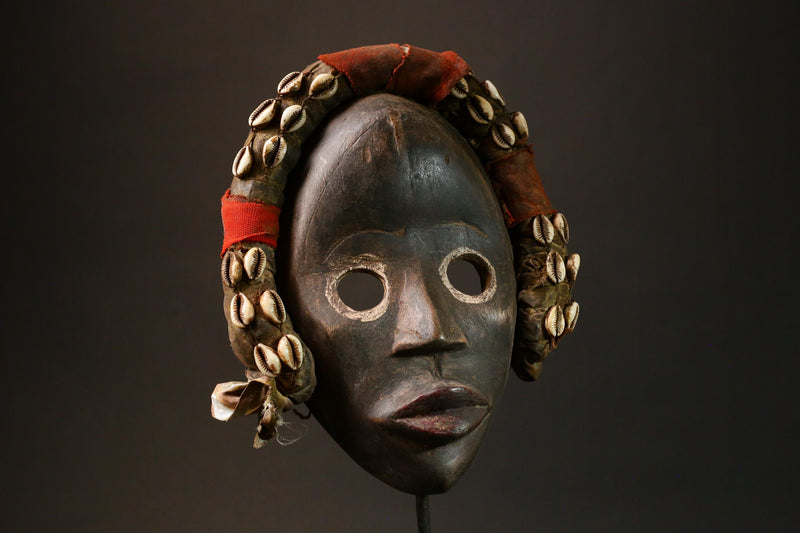 African Antique Dan Gunye Ge Mask Handcrafted Unique Wood Decor Authentic Tribal Art Piece for Home Display - G1646