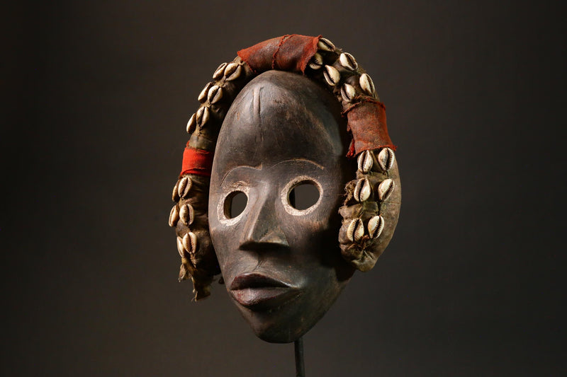 African Antique Dan Gunye Ge Mask Handcrafted Unique Wood Decor Authentic Tribal Art Piece for Home Display - G1646