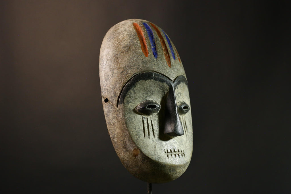 African Mask Hand-Carved Tribal Wood Wall Art Authentic Ethnic Decor Unique Home Accent  Boho Chic Cultural Artwork Gift-G1915