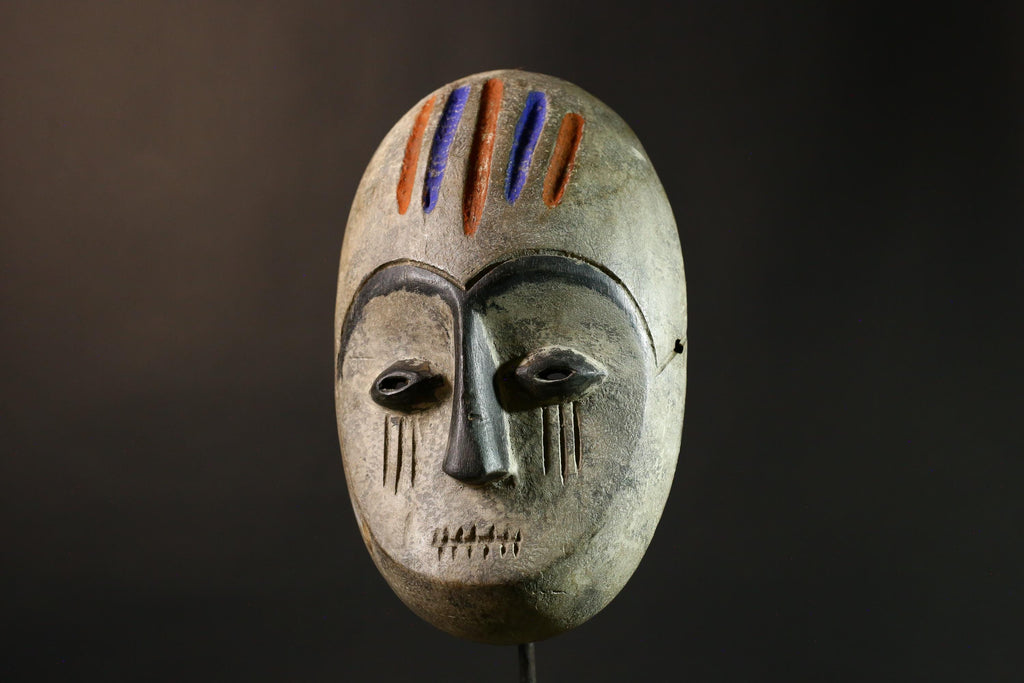 African Mask Hand-Carved Tribal Wood Wall Art Authentic Ethnic Decor Unique Home Accent  Boho Chic Cultural Artwork Gift-G1915