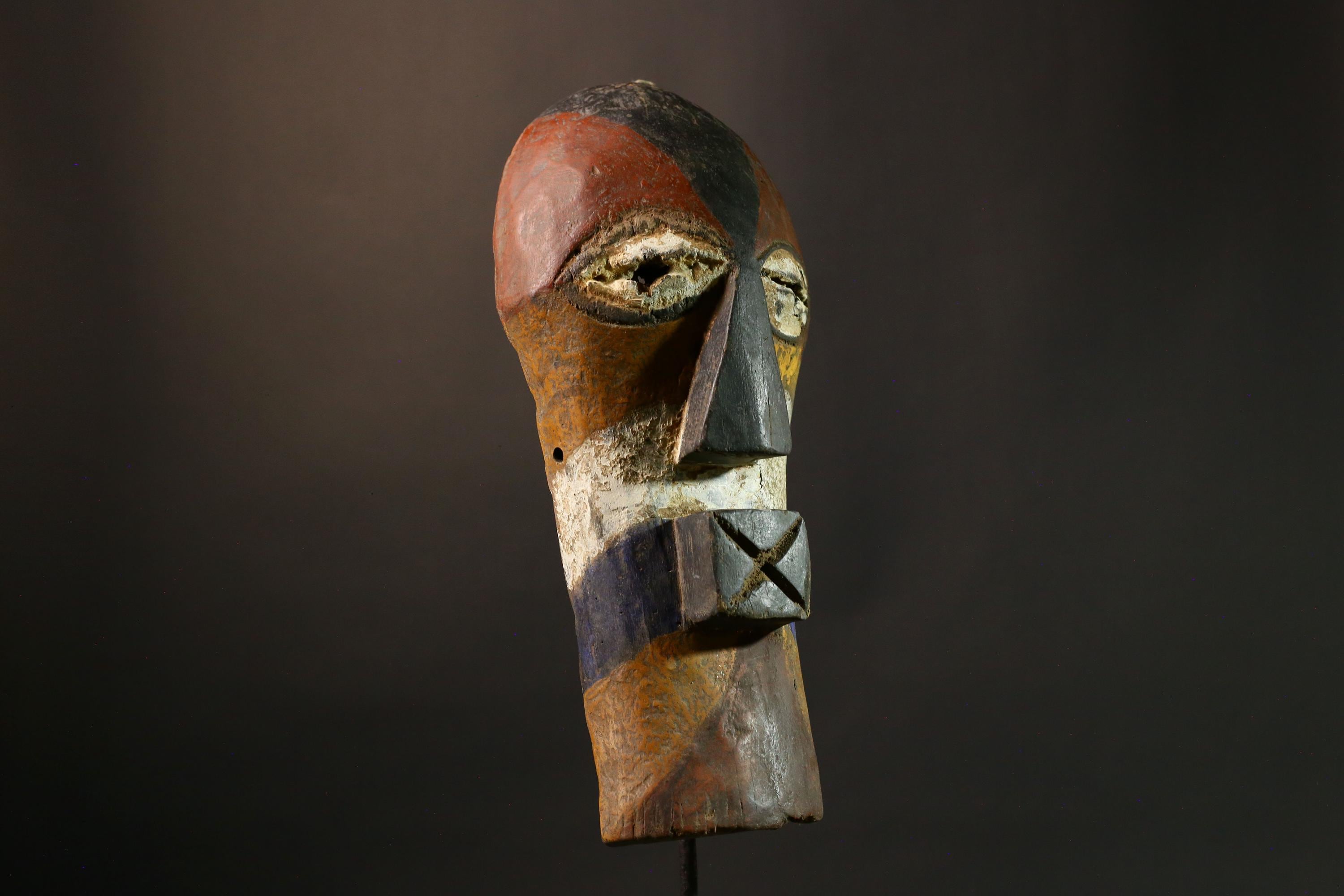 African Tribal Songye Wall Mask, Hand-Carved Wooden Art Piece, Unique Cultural Decor for Home and Gallery Display, Stunning Heritage -G1910