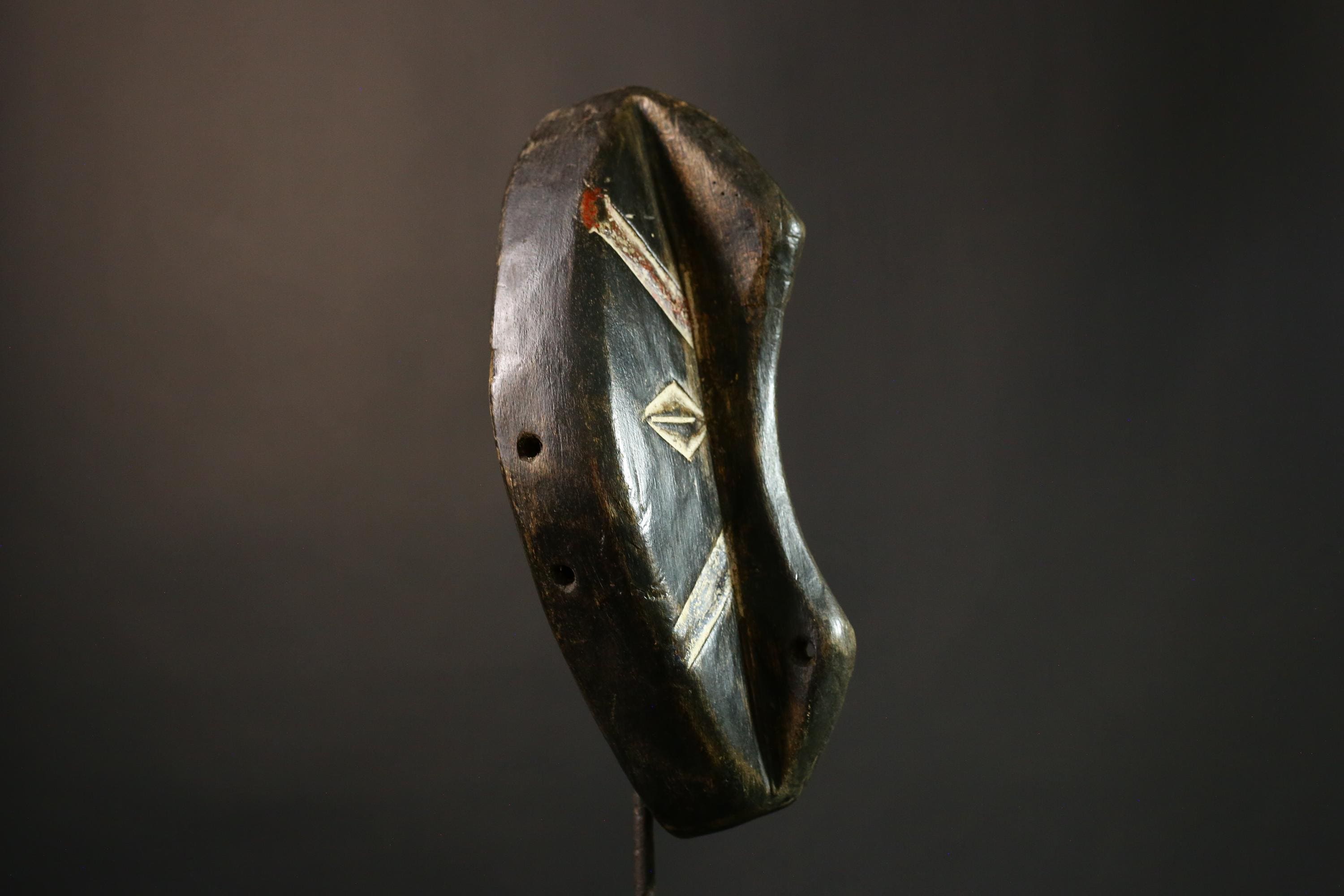 African Mask Hand-Carved African Tribal Vintage Mask Unique Wooden Wall Art Authentic Home Decor & Collectible - G3543"