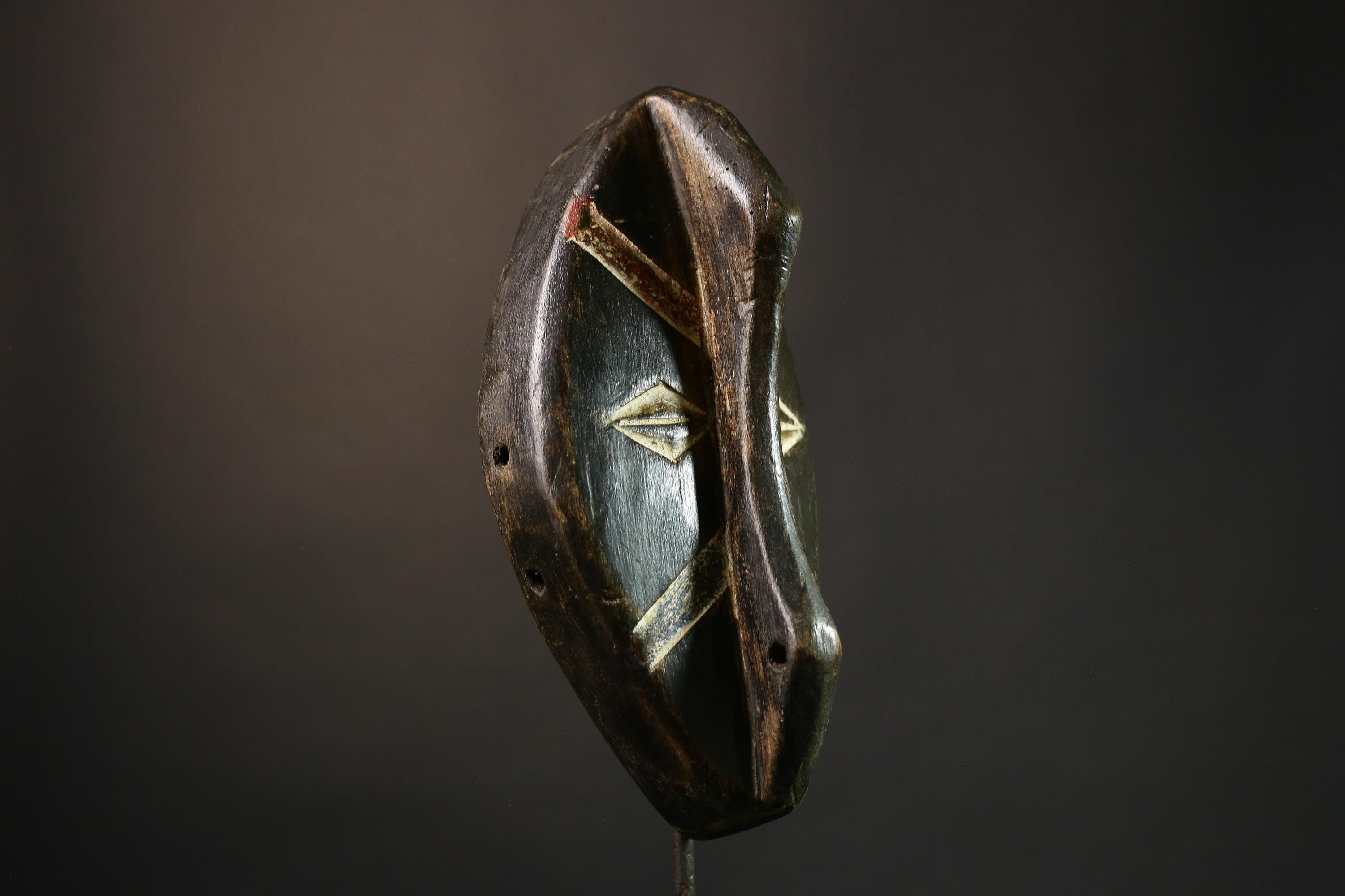 African Mask Hand-Carved African Tribal Vintage Mask Unique Wooden Wall Art Authentic Home Decor & Collectible - G3543"