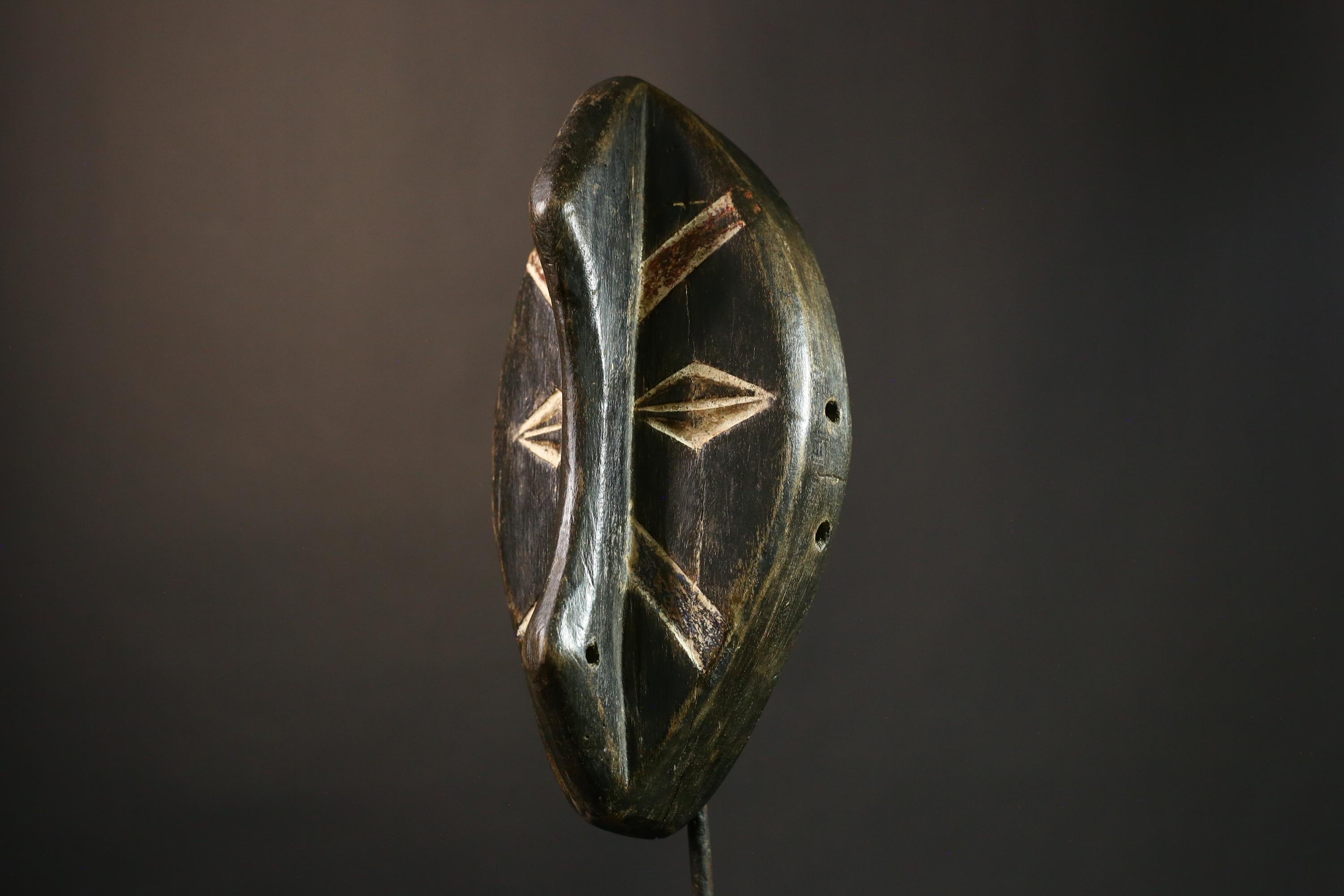 African Mask Hand-Carved African Tribal Vintage Mask Unique Wooden Wall Art Authentic Home Decor & Collectible - G3543"
