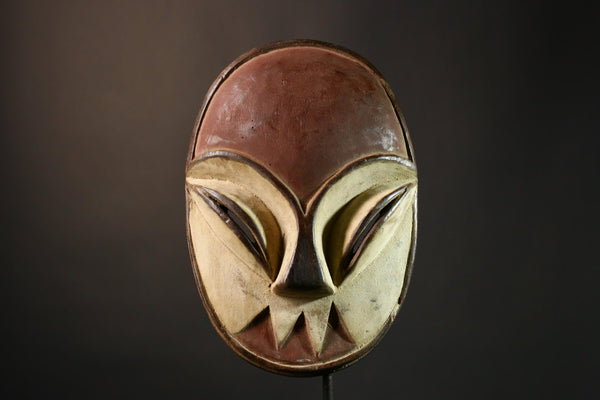 African Mask Authentic Tribal Mask Vintage Lega Bwami Hand-Carved Wood Unique Home Decor & Collectible Art Piece - G3542