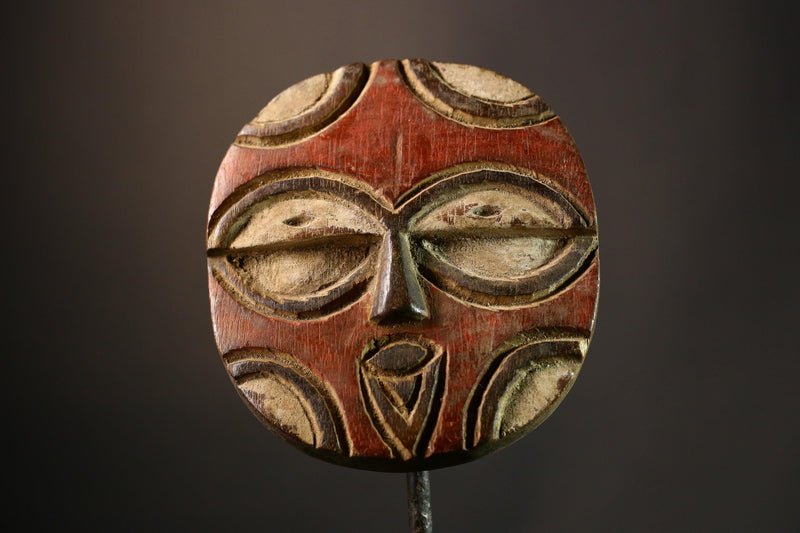 African Mask Authentic Moon Mask | Antique Handmade Teke Eket Art | Unique Wooden Wall Hanging | Exquisite Tribal Decor Piece- G3535