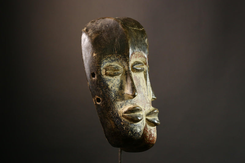 African Mask Three Faces Lega Mask | Authentic Congo Bwami Art | Handcrafted Decorative Piece | Unique Home Wall Decor - G3532