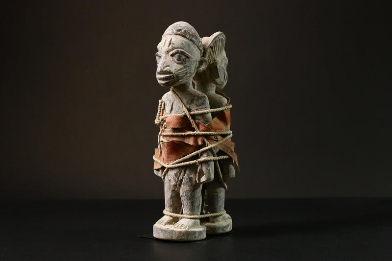 African Yoruba Nago Statuette Hand-Carved Wooden Sculpture Unique Art from Nigeria Authentic Tribal Decor Piece for Home Display - G3289