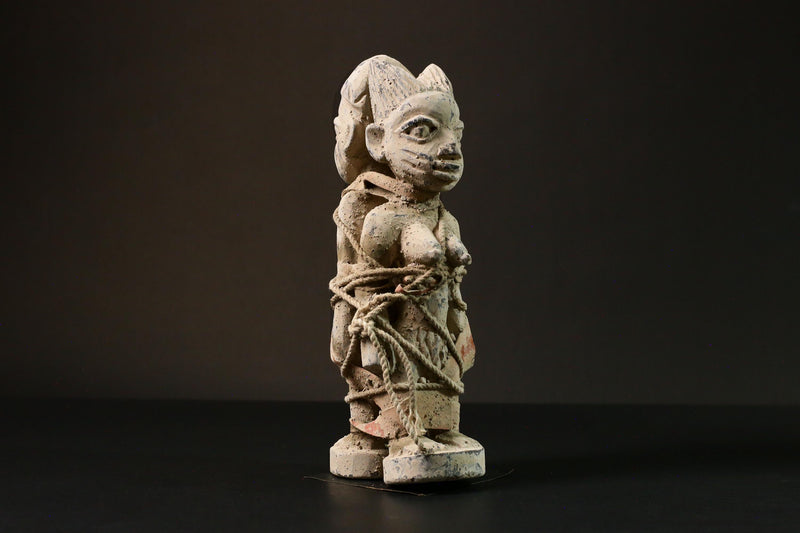 African Yoruba Nago Statuette Hand-Carved Wooden Sculpture Unique Art from Nigeria Authentic Tribal Decor Piece for Home Display - G3288