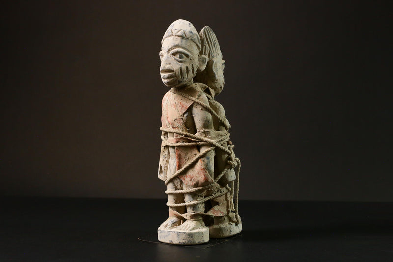 African Yoruba Nago Statuette Hand-Carved Wooden Sculpture Unique Art from Nigeria Authentic Tribal Decor Piece for Home Display - G3288