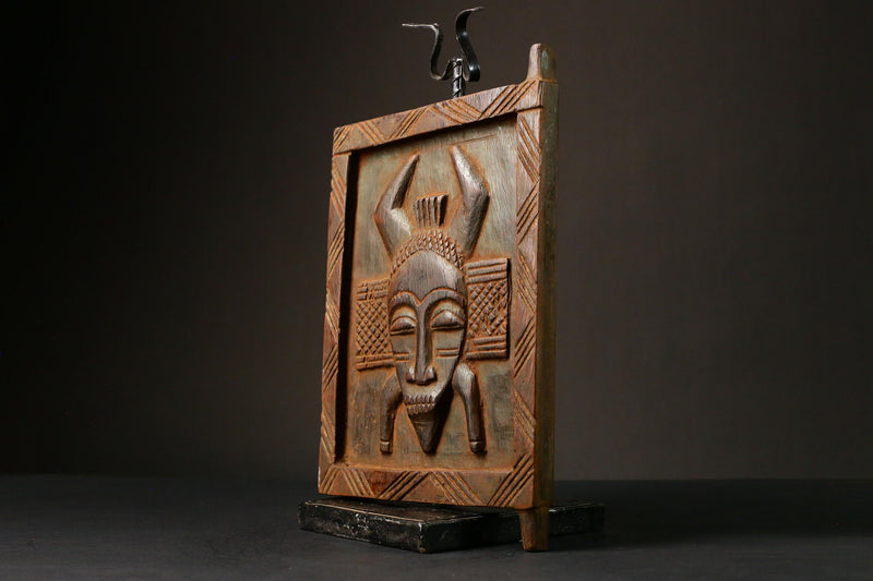 African Vintage Granary Door Hand-Carved Wooden Wall Art Authentic Decor Piece Unique Hanging Art for Home Display - G3283