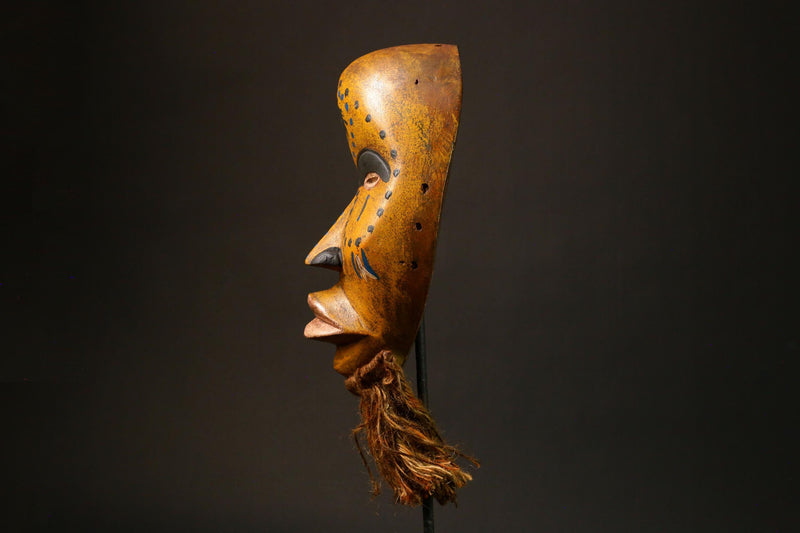 African Dan Mask Hand-Carved Wooden Art from Côte d'Ivoire Unique Tribal Decor Authentic African Artwork for Home Display - G3279