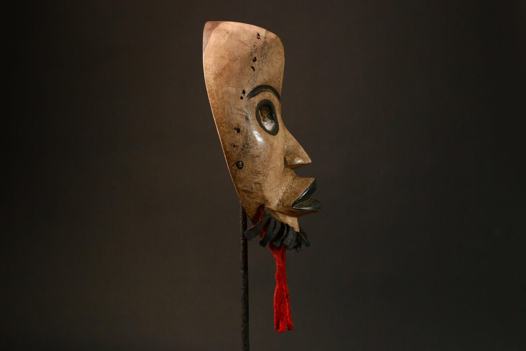 African DAN Wooden Mask Hand-Carved Unique Tribal Art Decor Piece Primitive Sculpture Authentic Home Display Art - G3278