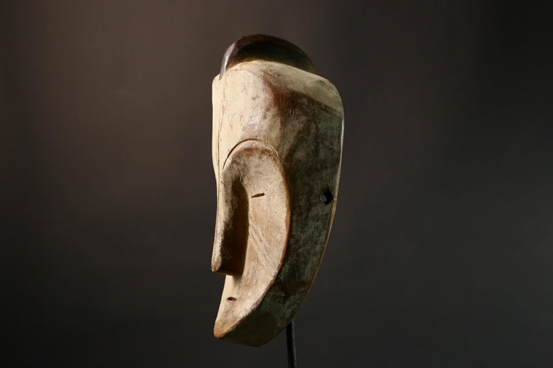 African mask Authentic Fang Mask | Ngil Mask with Solemn Expression | Unique Wall Decor Piece for Cultural Art Collection - G3554