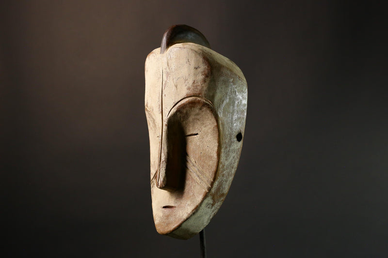 African mask Authentic Fang Mask | Ngil Mask with Solemn Expression | Unique Wall Decor Piece for Cultural Art Collection - G3554