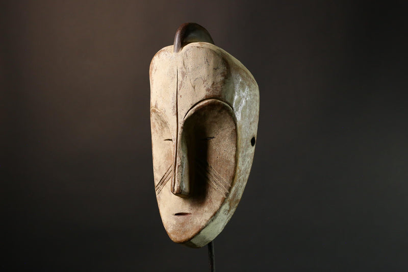 African mask Authentic Fang Mask | Ngil Mask with Solemn Expression | Unique Wall Decor Piece for Cultural Art Collection - G3554