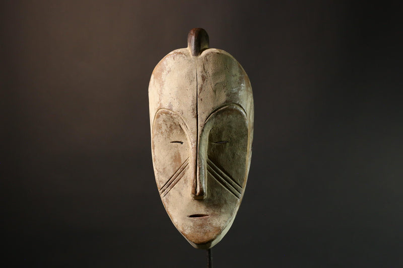 African mask Authentic Fang Mask | Ngil Mask with Solemn Expression | Unique Wall Decor Piece for Cultural Art Collection - G3554