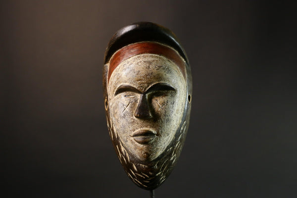 African Mask Authentic Lega Mask Art Congo Bwami Cultural Decor Unique Handcarved Faces Tribal Wall Masks for Home - G3552