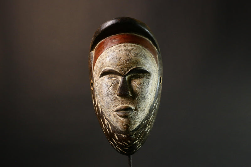 African Mask Authentic Lega Mask Art Congo Bwami Cultural Decor Unique Handcarved Faces Tribal Wall Masks for Home - G3552