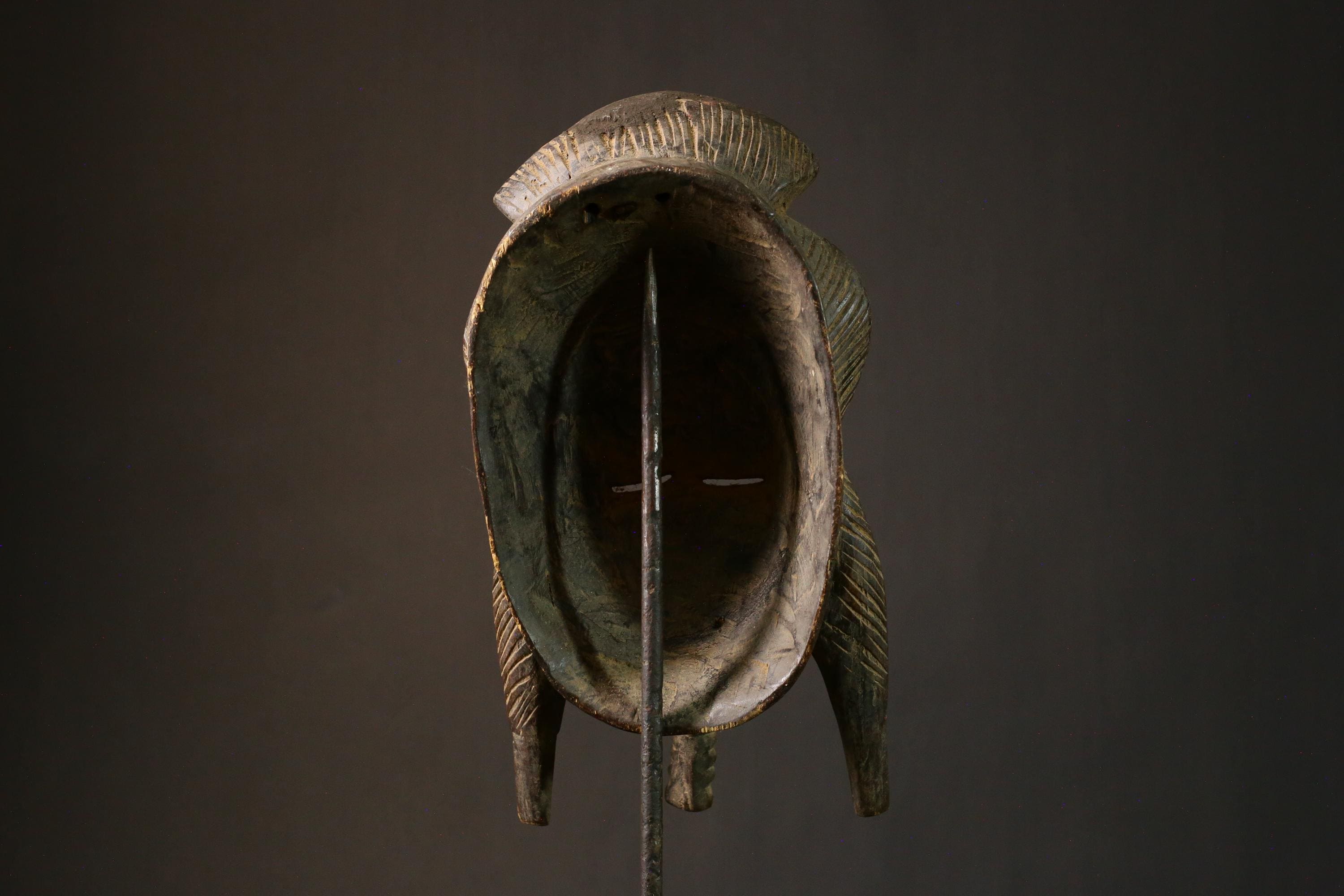 African masks Authentic African Antique Mask | Vintage Wood Carved Yaure Guro Tribal Face | Unique Cultural Art Decor - 8063