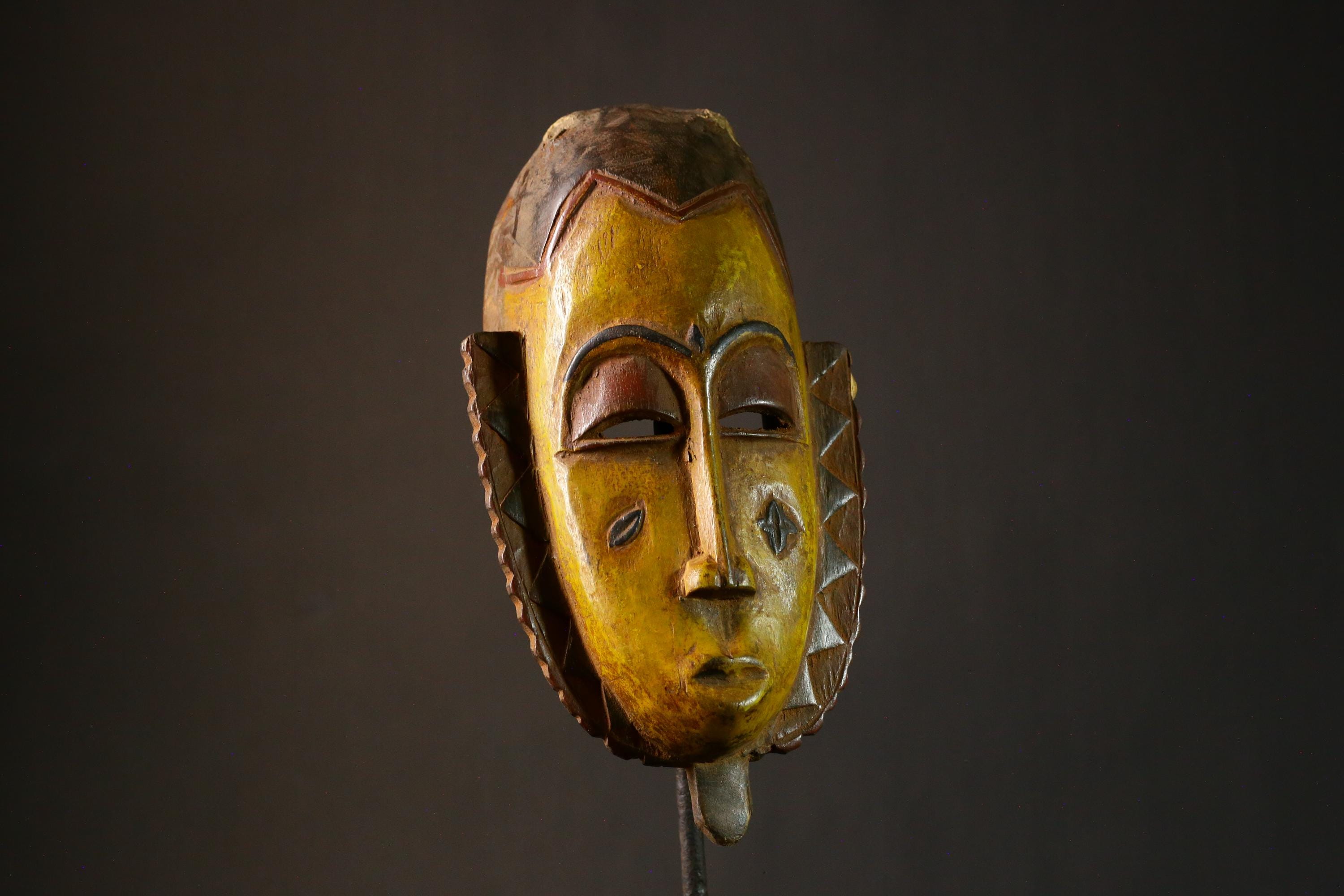 African mask Authentic African Vintage Wood Carved Zaouli Guro Tribal Face Wall Art | Unique Cultural Decor | Handmade Art Piece - 4717