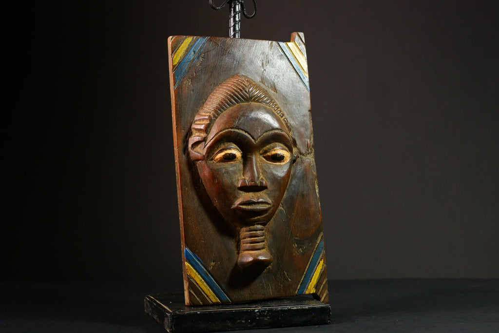 African Authentic Yoruba Granary Door - Hand-Carved Wooden Wall Hanging Decor Statue - Unique Cultural Home Accent - G3308