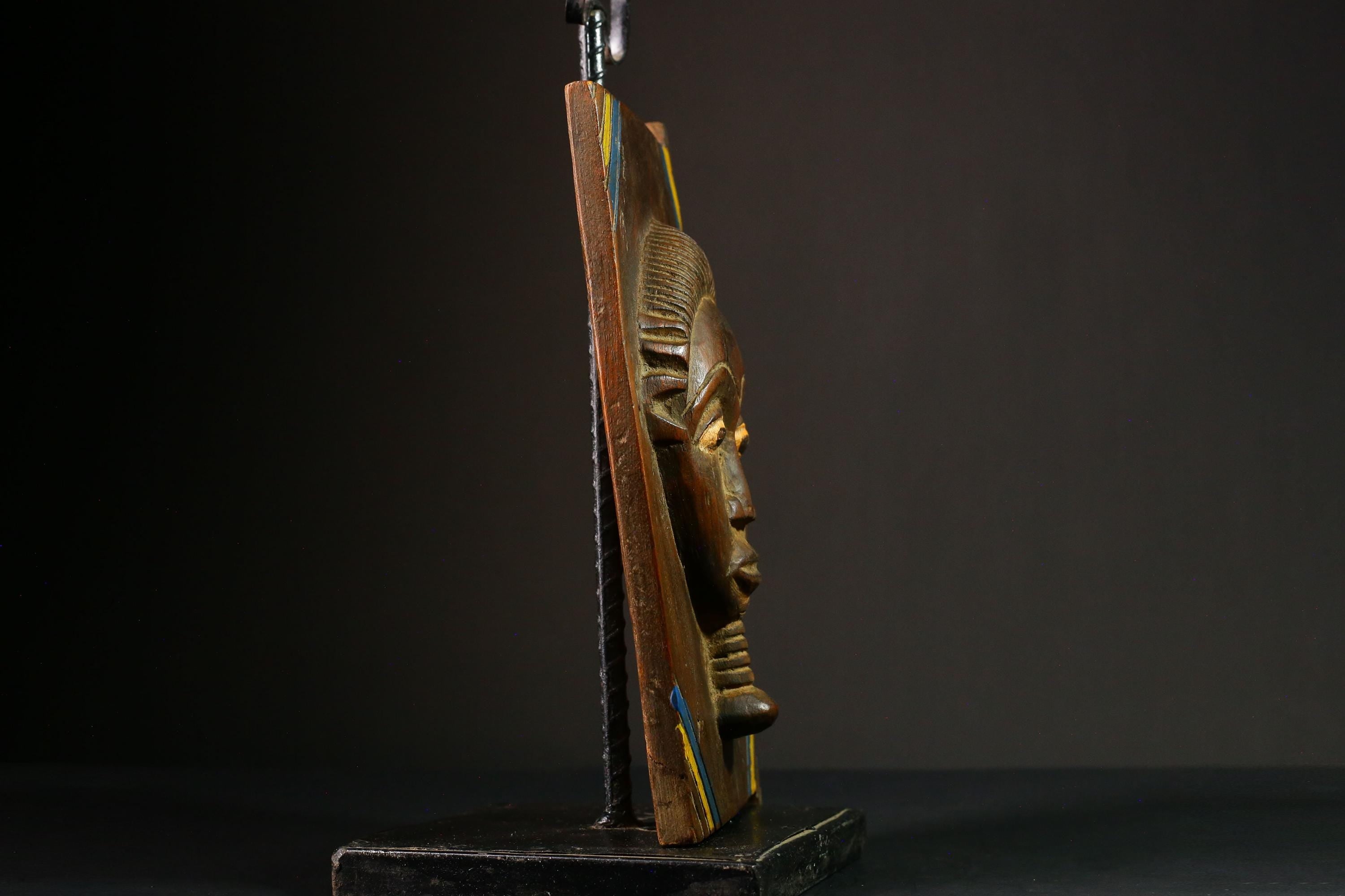 African Authentic Yoruba Granary Door - Hand-Carved Wooden Wall Hanging Decor Statue - Unique Cultural Home Accent - G3308