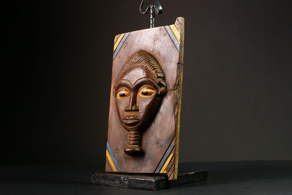 African Authentic Yoruba Granary Door - Hand-Carved Wooden Wall Hanging Decor Statue - Unique Cultural Home Accent - G3308