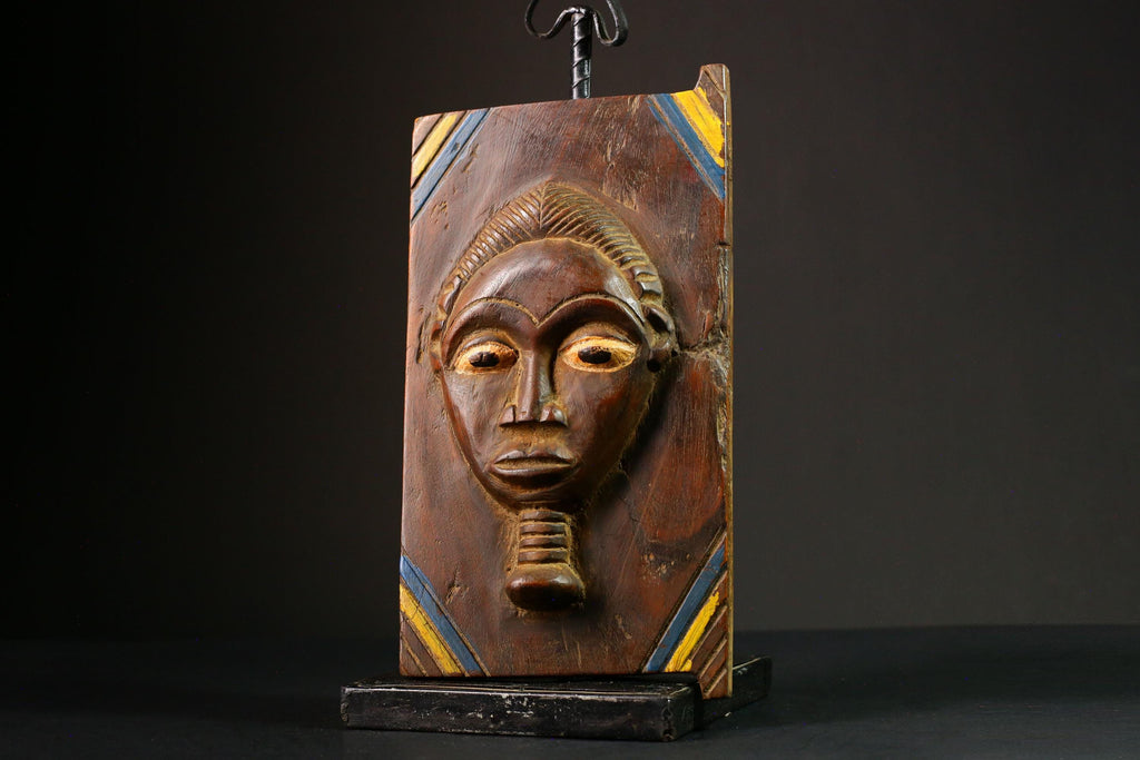 African Authentic Yoruba Granary Door - Hand-Carved Wooden Wall Hanging Decor Statue - Unique Cultural Home Accent - G3308