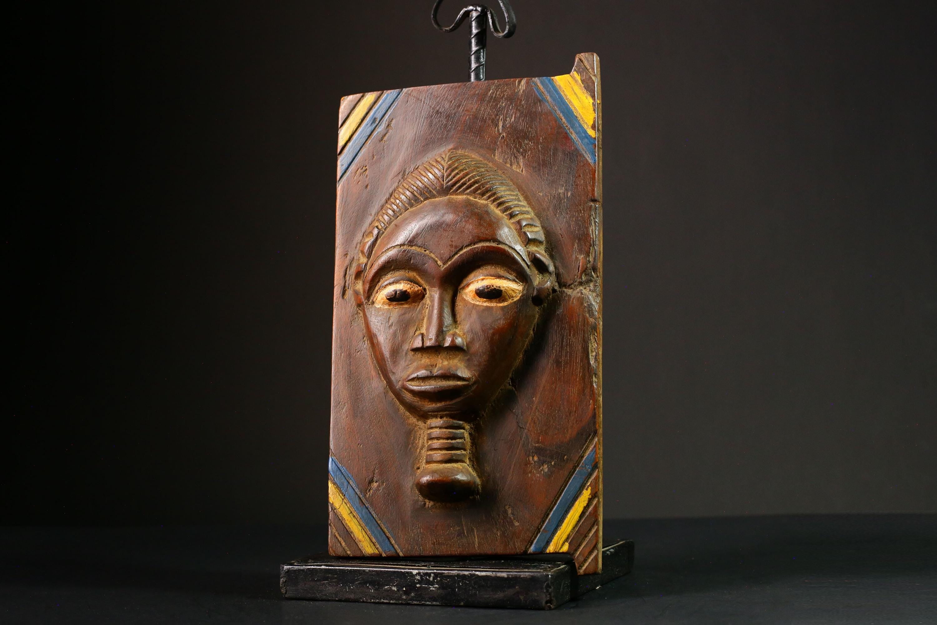 African Authentic Yoruba Granary Door - Hand-Carved Wooden Wall Hanging Decor Statue - Unique Cultural Home Accent - G3308