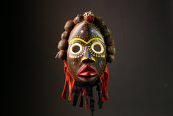 African Dan Gunye Mask - Traditional Brown Wood Wall Hanging Decor Masks for wall-G3301