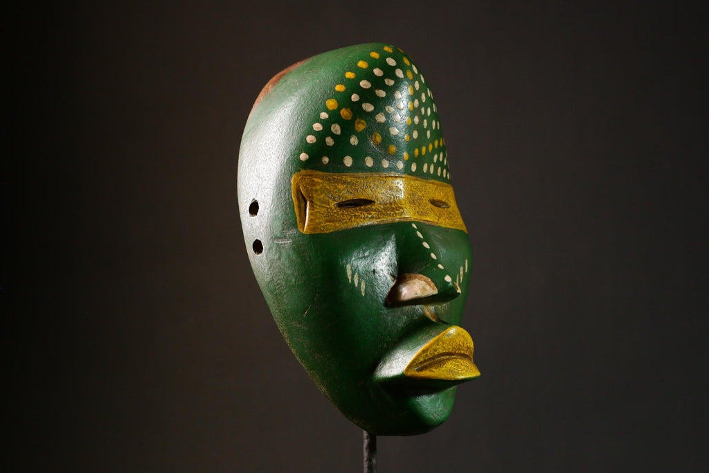 African Hand-Carved Dan Tribal Mask | Unique Wooden Collectible Piece | Ethnic Wall Art Decor | Authentic African Sculpture - G3298