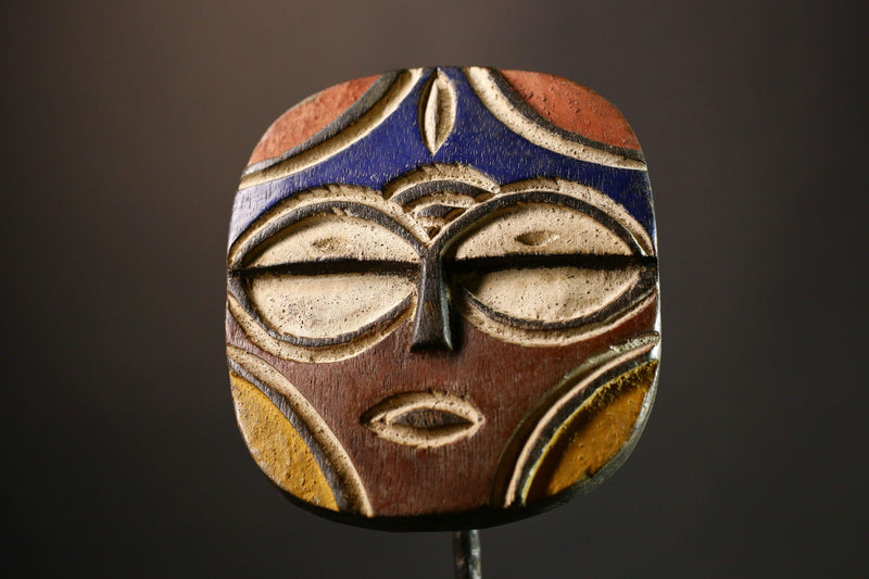 African mask Authentic Teke Bateke Mask Tribal Art from Congo Rare Collectible Artifact Handcrafted Wooden Mask Wall Decor Item -G3572