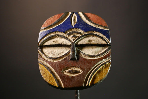 African mask Authentic Teke Bateke Mask Tribal Art from Congo Rare Collectible Artifact Handcrafted Wooden Mask Wall Decor Item -G3572