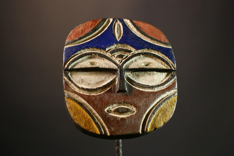 African mask Authentic Teke Bateke Mask Tribal Art from Congo Rare Collectible Artifact Handcrafted Wooden Mask Wall Decor Item -G3572