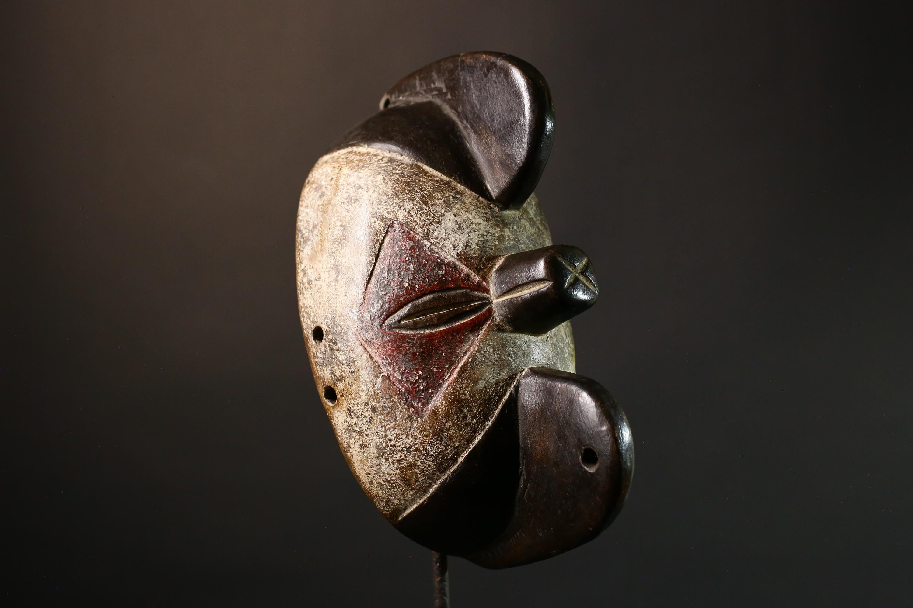 Authentic African Bembe Mask Tribal Ceremonial Traditions Handcrafted Wooden Wall Art Collectible from Congo Unique Ethnic Home Decor-G3568