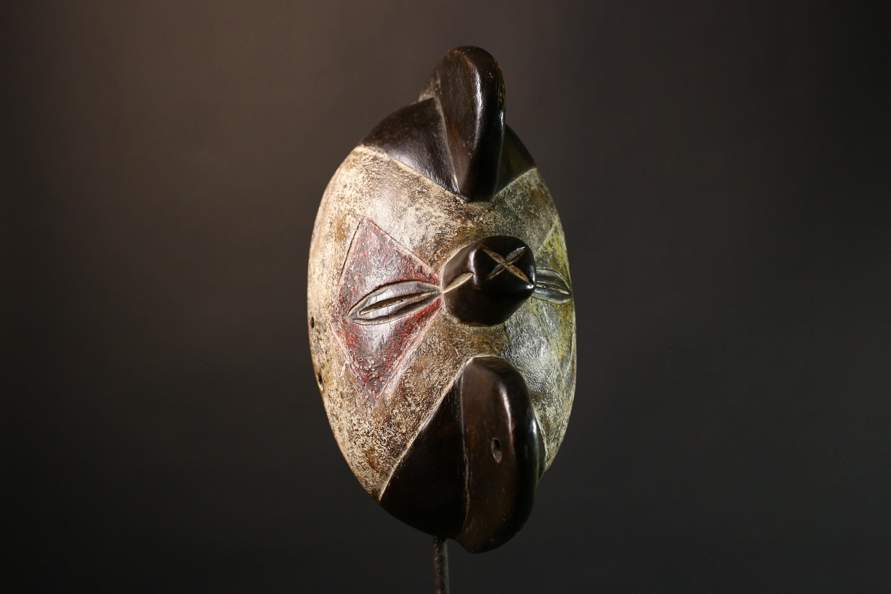 Authentic African Bembe Mask Tribal Ceremonial Traditions Handcrafted Wooden Wall Art Collectible from Congo Unique Ethnic Home Decor-G3568
