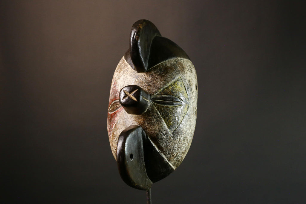 Authentic African Bembe Mask Tribal Ceremonial Traditions Handcrafted Wooden Wall Art Collectible from Congo Unique Ethnic Home Decor-G3568