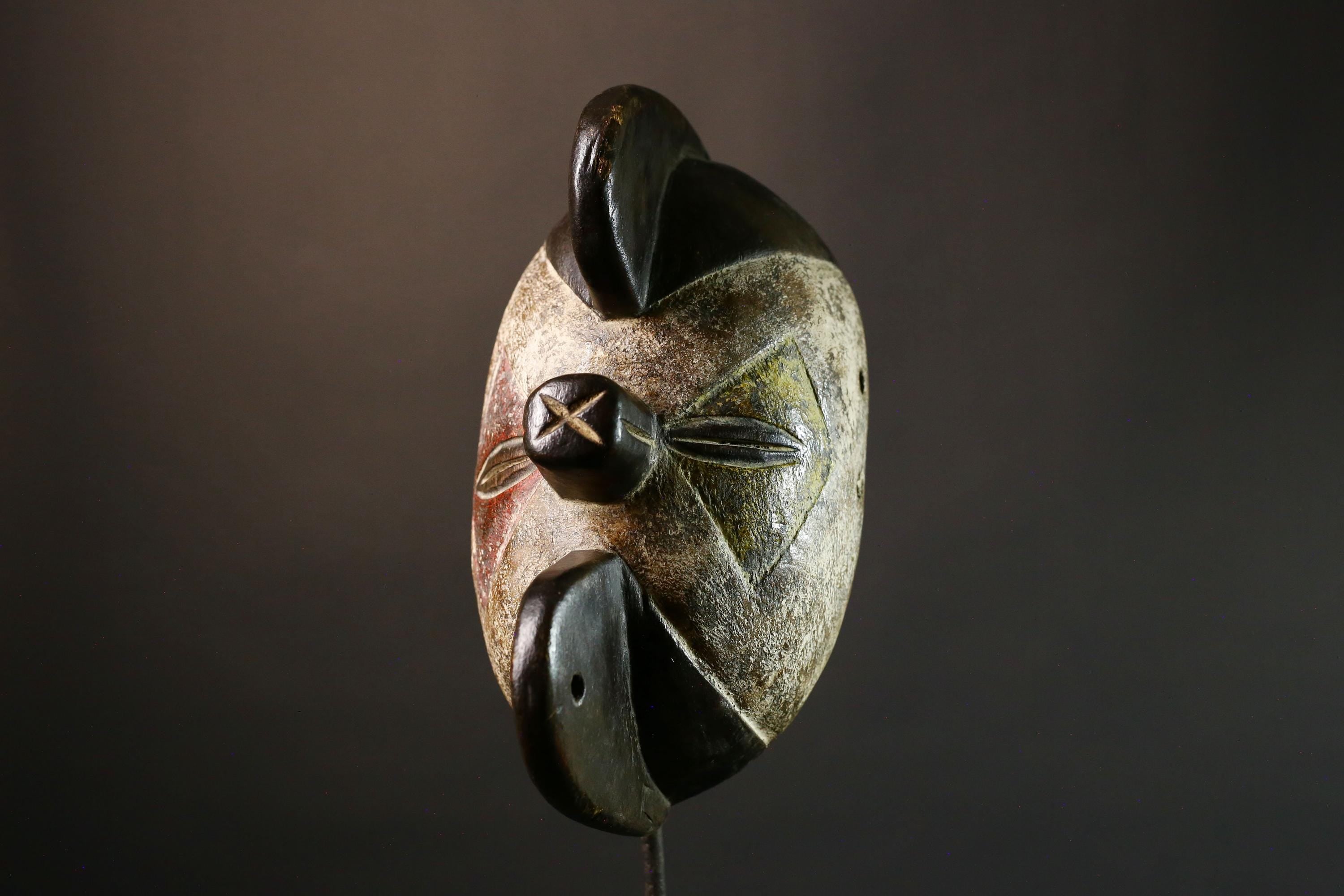 Authentic African Bembe Mask Tribal Ceremonial Traditions Handcrafted Wooden Wall Art Collectible from Congo Unique Ethnic Home Decor-G3568